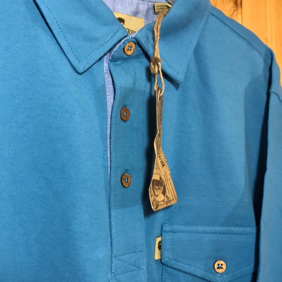 NWT Buffalo Jackson Blue Cotton Polo Shirts - Picture 5 of 13